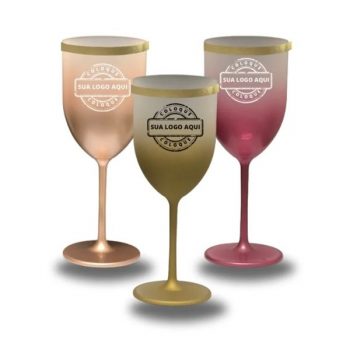 Taça Vinho 400 ml degradê com borda metalizada