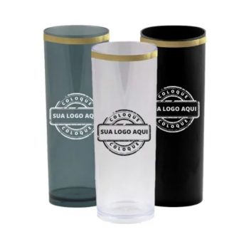 Copo Long Drink com borda metalizada